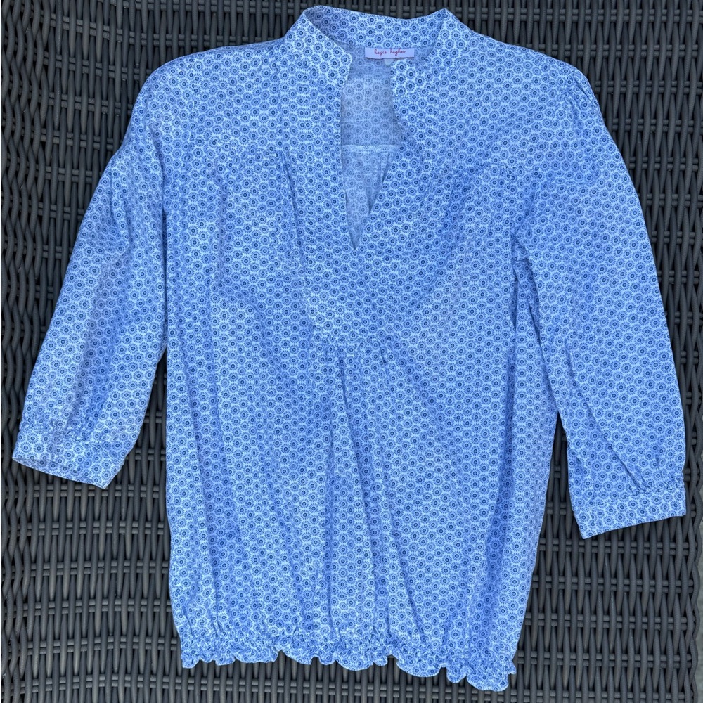 Kayce Hughes Blue Patterned Blouse - Size 8